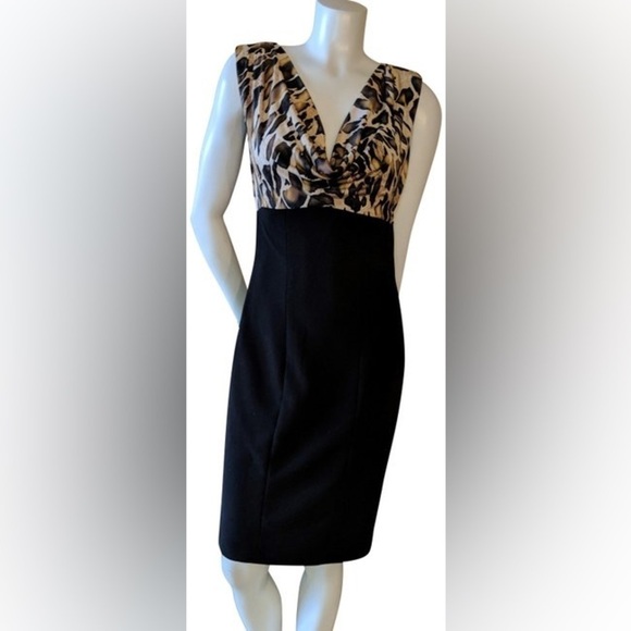 Cache Black Cheetah Print Empire Dress Size 0 - Picture 1 of 8